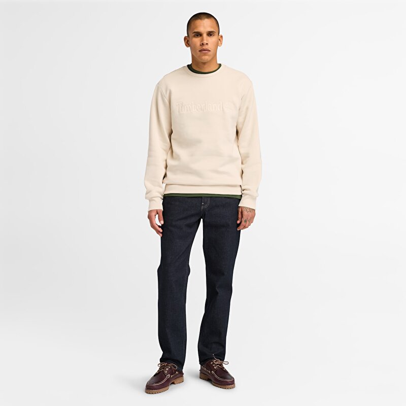 Erkek Açık Bej Hampton Bisiklet Yaka Sweatshirt