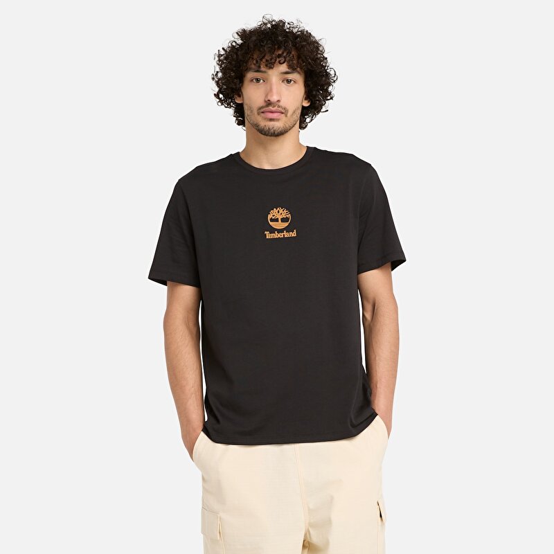 Erkek Siyah Print Stack Logo Tişört