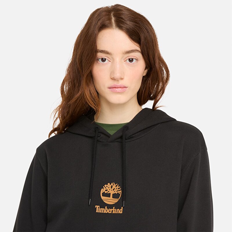 Erkek Siyah Print Stack Kapüşonlu Üst