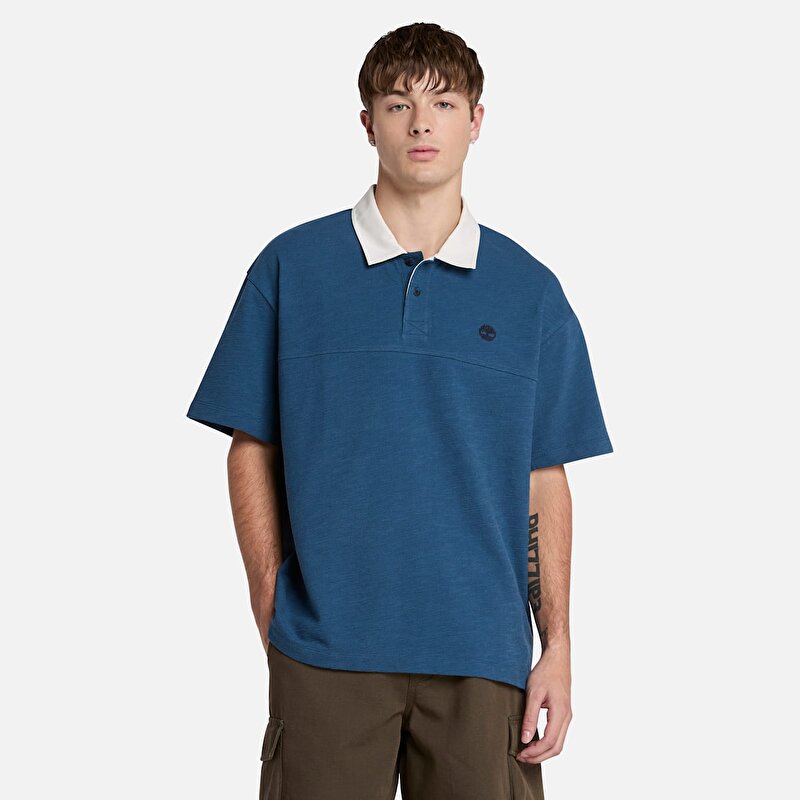 Erkek Koyu Mavi Dokulu Polo Gömlek