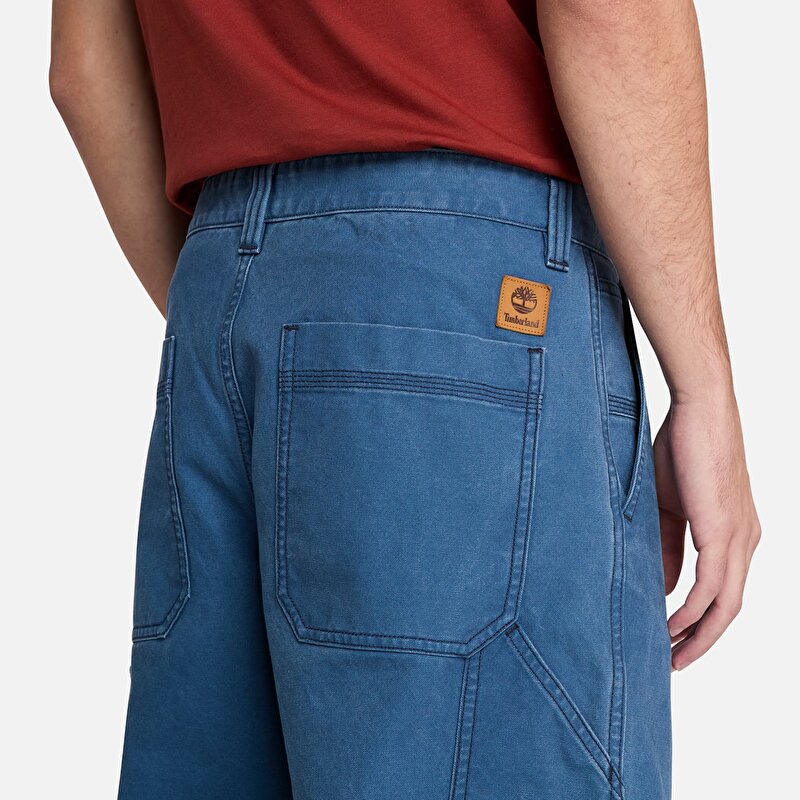 Erkek Lacivert Rindge Yıkanmış Kanvas Carpenter Pantolon