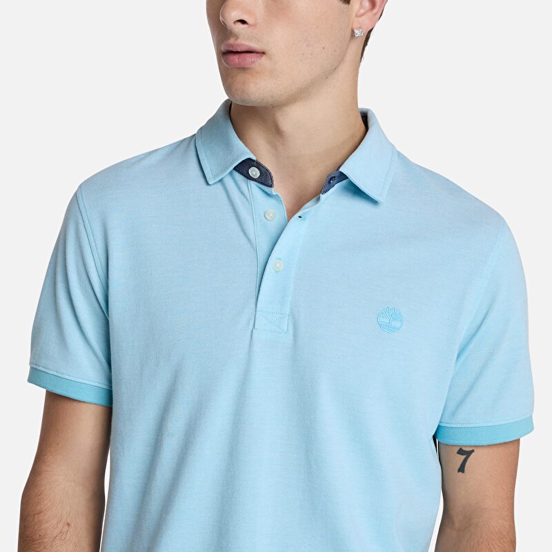 Erkek Mavi Baboosic Brook Oxford Kısa Kollu Polo