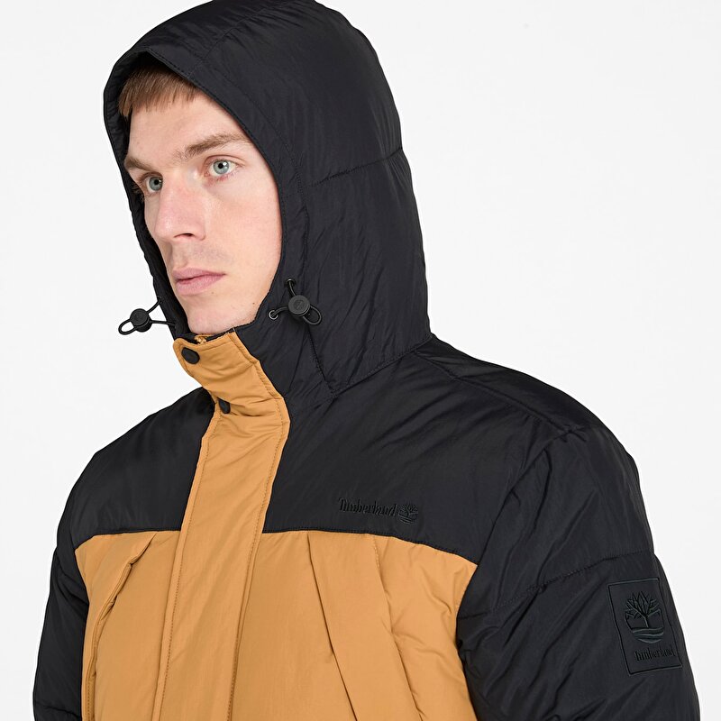 Erkek Siyah/Sarı Dayanıklı Su İtici Şişme Mont