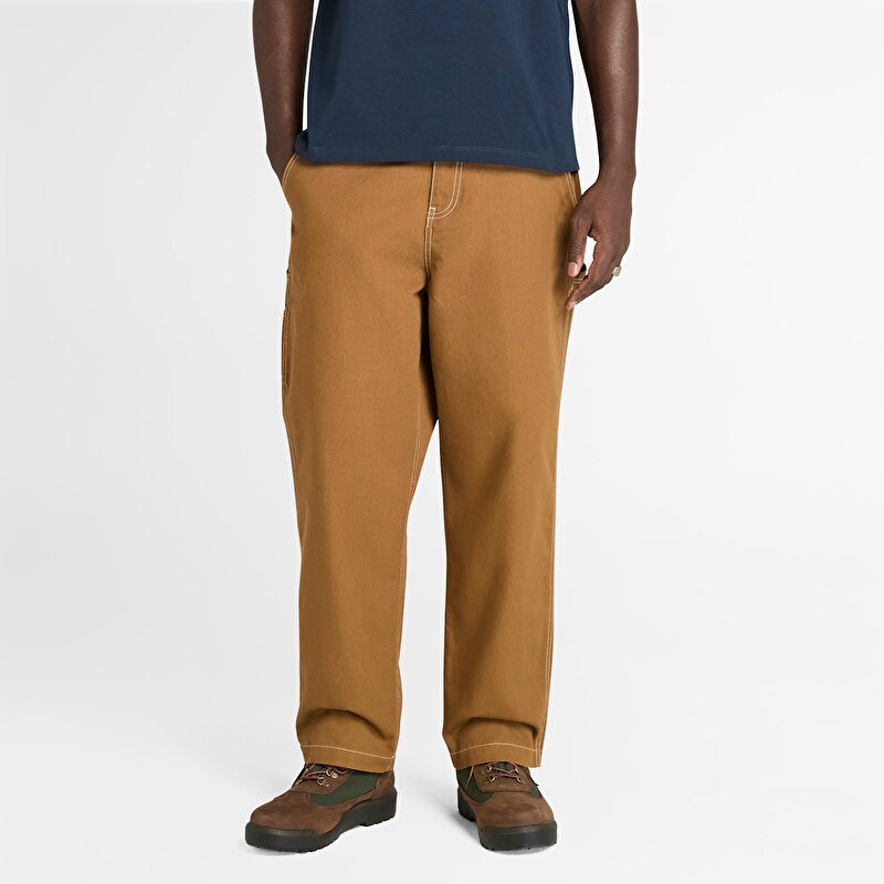 Unisex Koyu Sarı Yıkanmış Duck Kanvas Carpenter Pantolon