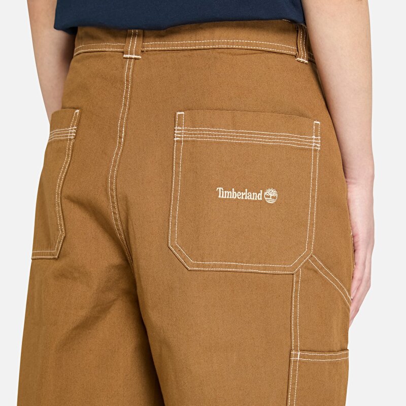 Unisex Koyu Sarı Yıkanmış Duck Kanvas Carpenter Pantolon