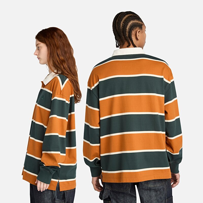 Unisex Kahverengi/Koyu Yeşil Rugby Polo Yaka Tişört