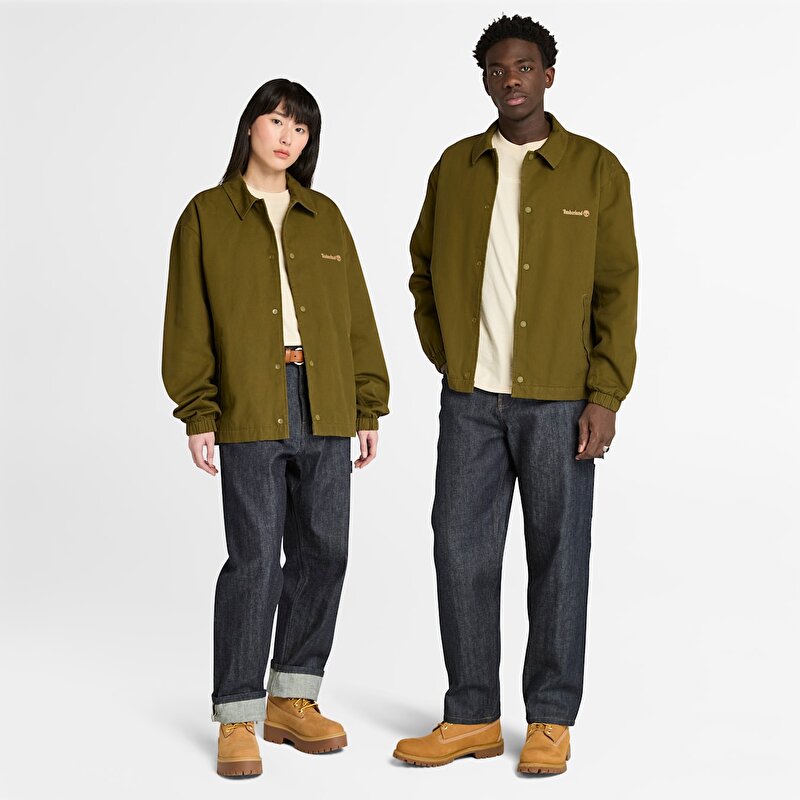 Unisex Koyu Yeşil Yıkanmış Duck Kanvas Yalıtımlı Ceket