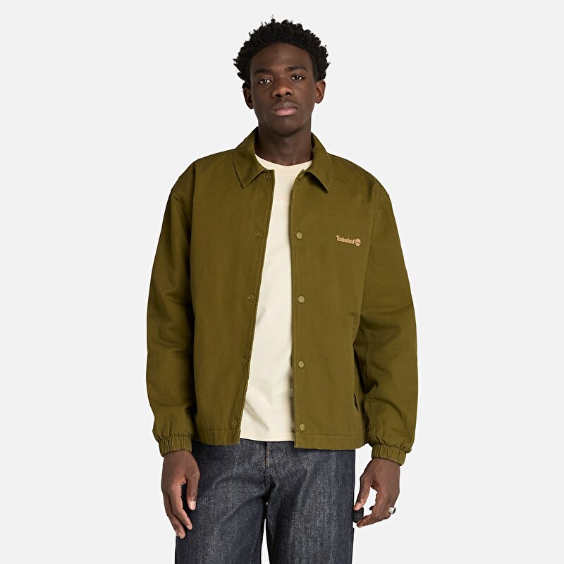 Unisex Koyu Yeşil Yıkanmış Duck Kanvas Yalıtımlı Ceket