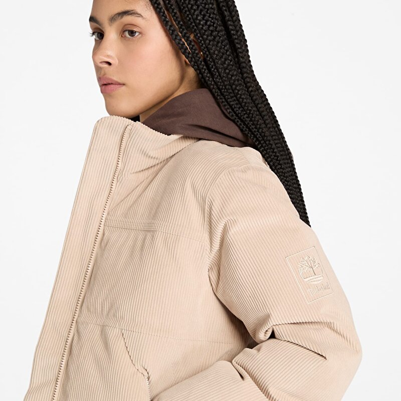 Kadın Bej Welch Mountain Su Geçirmez Fitilli Kadife Şişme Mont