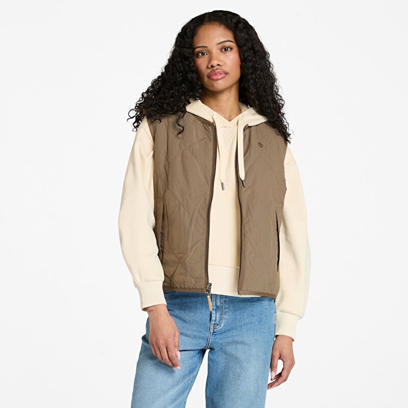 Kadın Bej Uzun Tüylü Polar Yelek