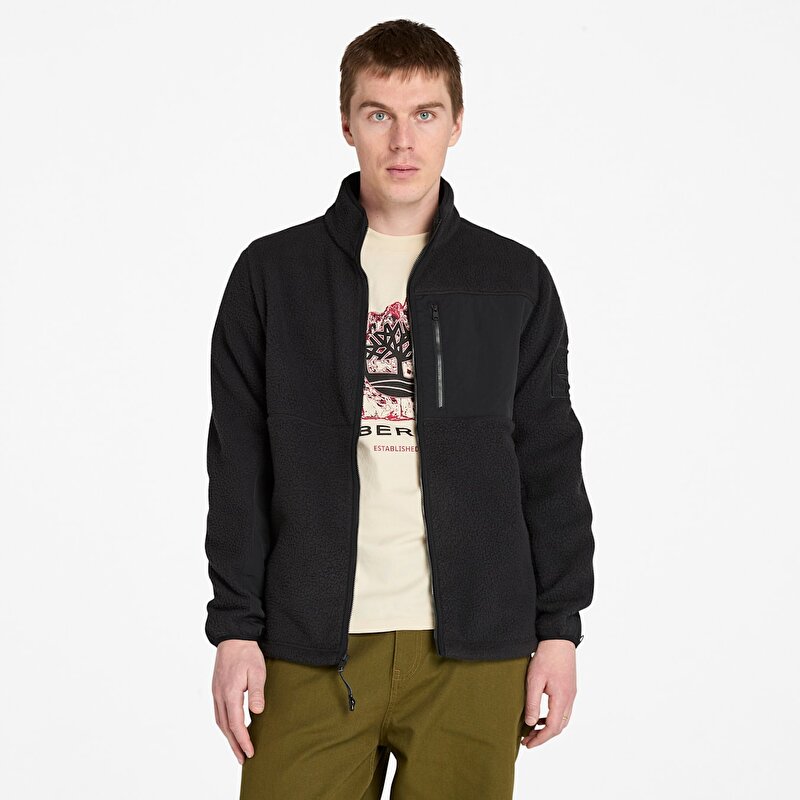 Erkek Siyah Uzun Tüylü Polar Mont