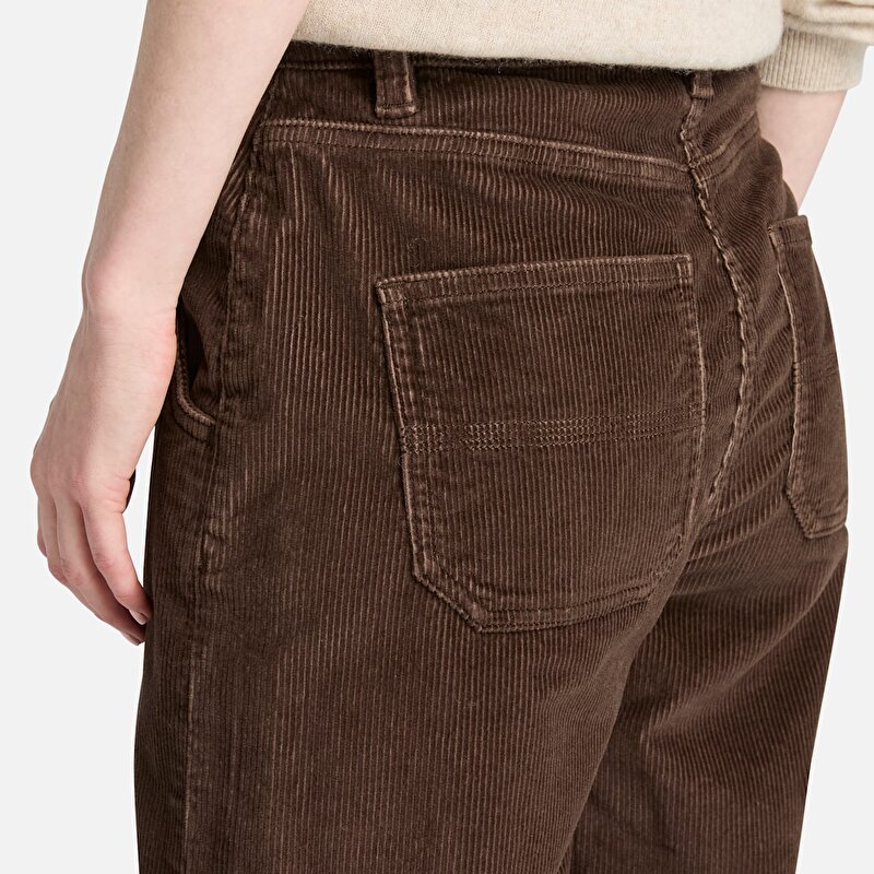 Kadın Kahverengi Fitilli Kadife Geniş Paçalı Pantolon