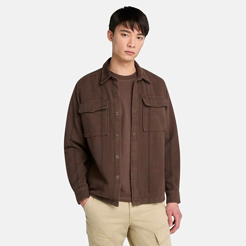 Erkek Kahverengi Kadife Utility Overshirt