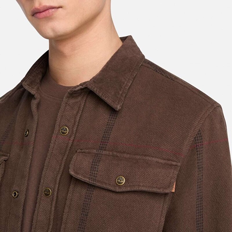 Erkek Kahverengi Kadife Utility Overshirt