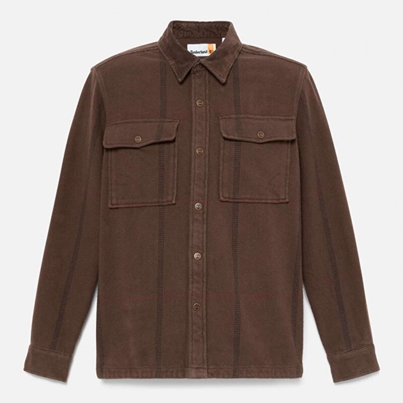 Erkek Kahverengi Kadife Utility Overshirt
