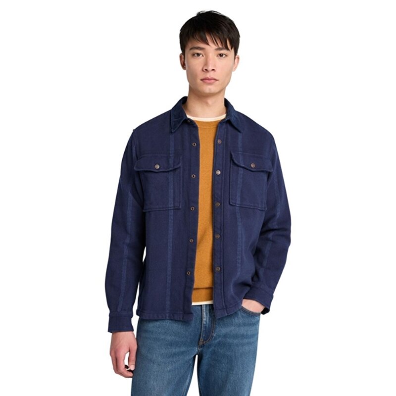 Erkek Koyu Mavi Fitilli Kadife Utility Overshirt