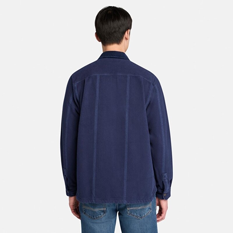 Erkek Koyu Mavi Fitilli Kadife Utility Overshirt
