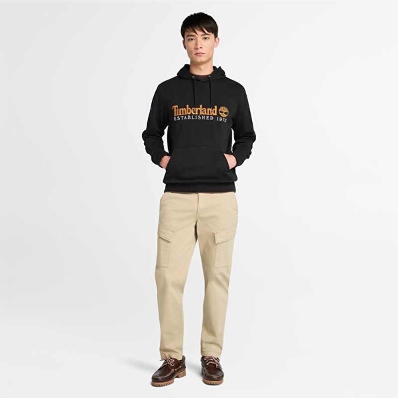 Erkek Siyah ESTABLISHED 1973 Logo İşlemeli Kapüşonlu