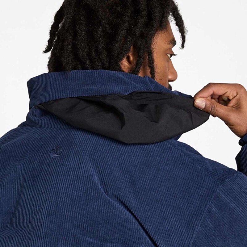 Erkek Koyu Mavi GOOSE EYE Su Geçirmez Kuş Tüyü Kadife Mont