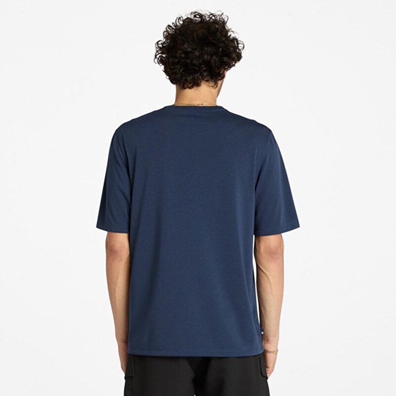 Erkek Koyu Mavi UV-PROTECTION Logolu Kısa Kollu Tişört