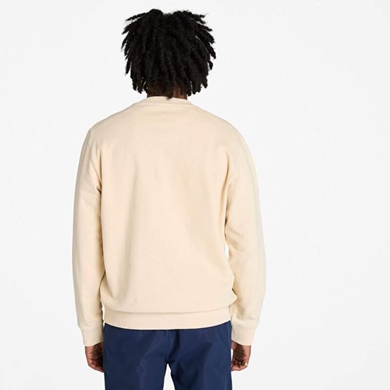 Erkek Bej Bisiklet Yaka Patch Ağaç Logolu Tişört