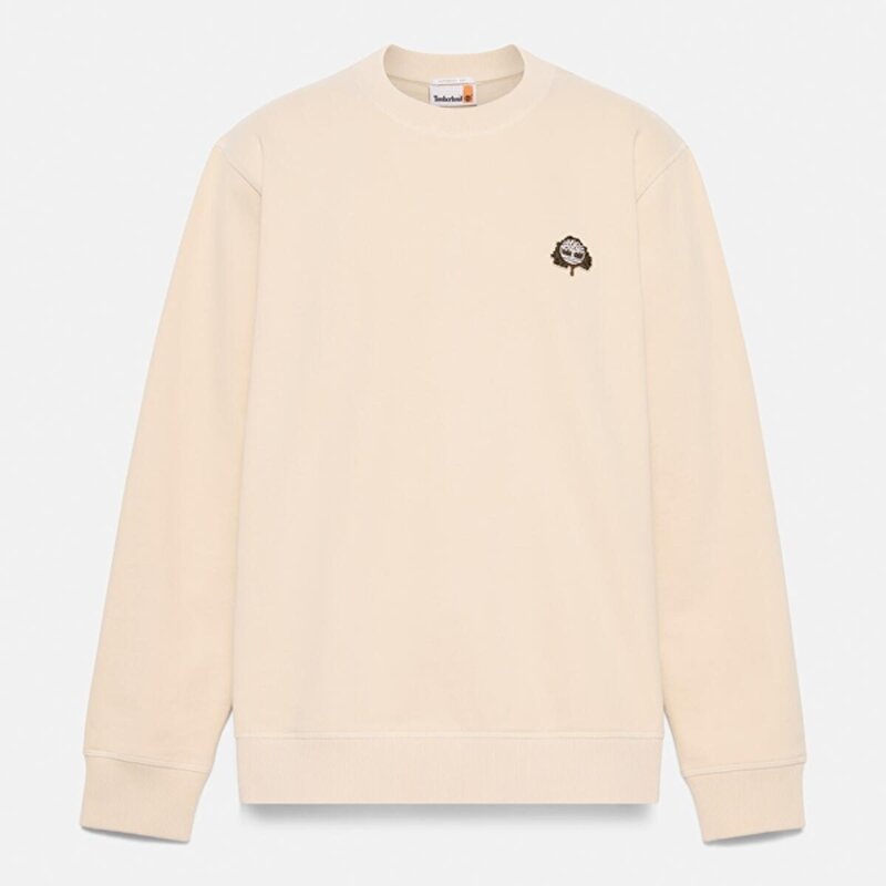 Erkek Bej Bisiklet Yaka Patch Ağaç Logolu Tişört