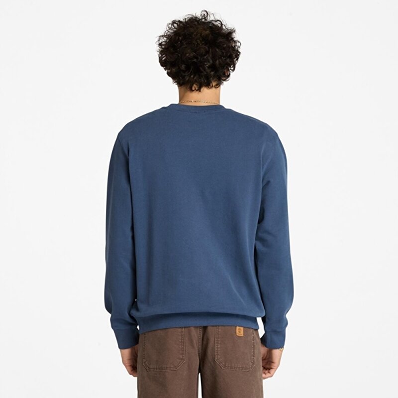 Erkek Koyu Mavi Bisiklet Yaka Patch Ağaç Logolu Tişört