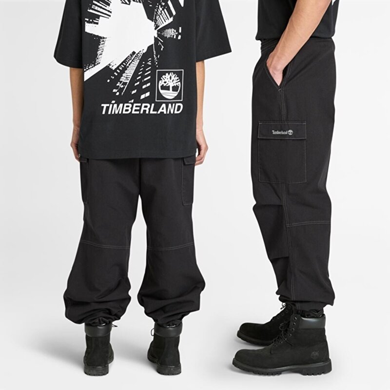 Erkek Siyah Kanvas Kargo Pantolon