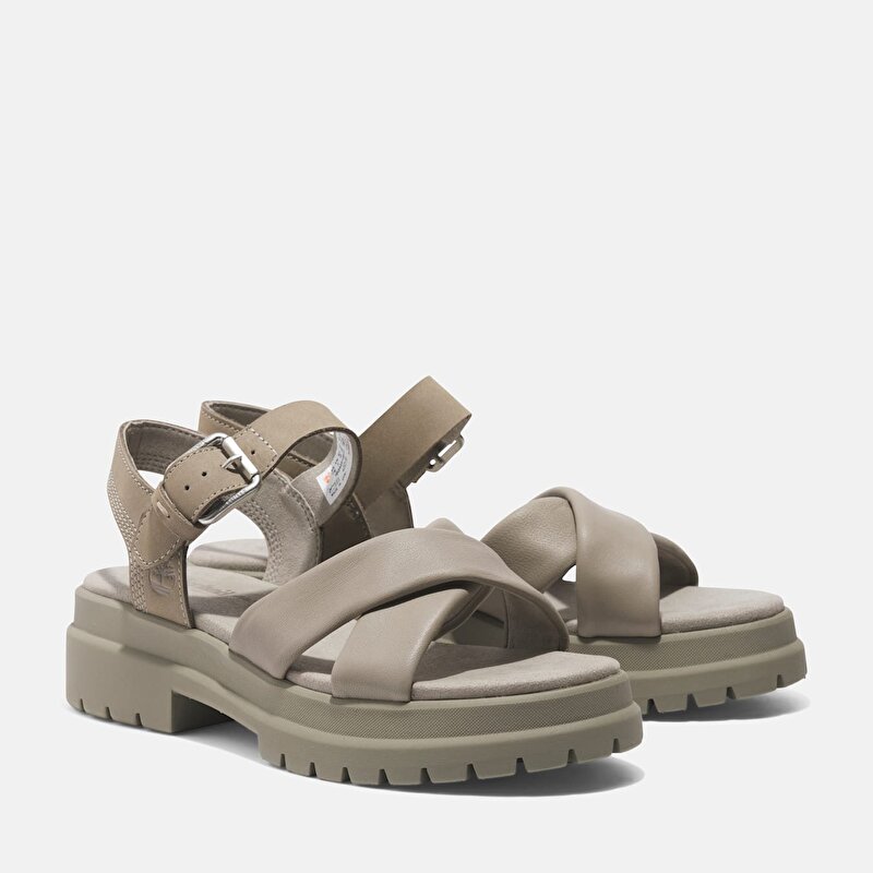 Kadın London Vibe Arkadan Bantlı Bej Sandalet