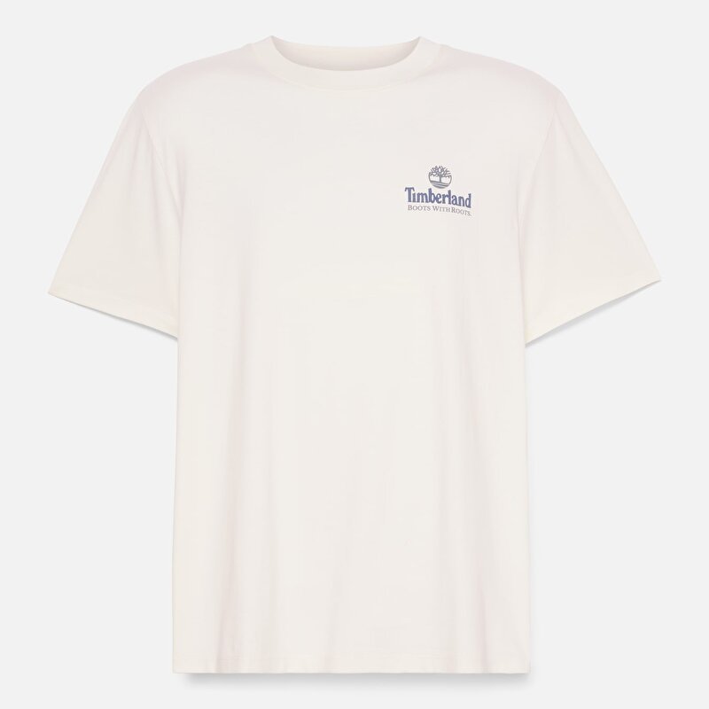 Erkek Beyaz Arkası Ağaç Logosu Grafik Baskılı Tişört