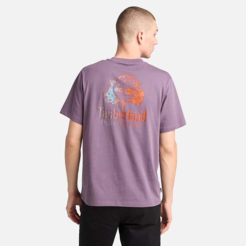 Erkek Mor Rugged Active Gear Grafik Baskılı Tişört