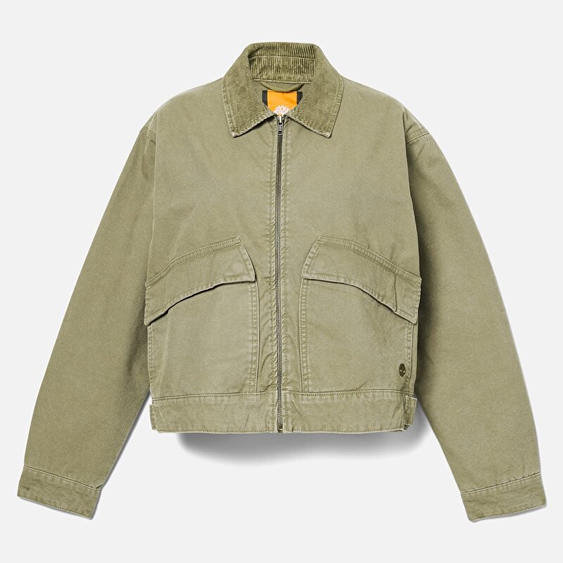 Kadın Yeşil Stafford Bomber Yıkanmış Canvas Ceket