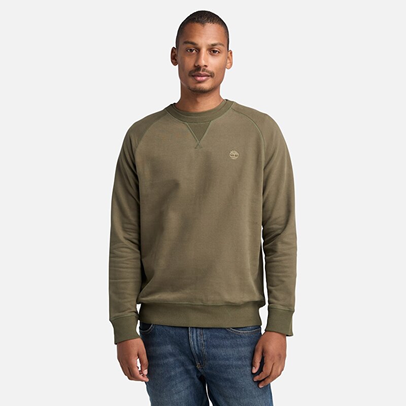 Erkek Koyu Yeşil Exeter River Loopback Bisiklet Yaka Sweatshirt