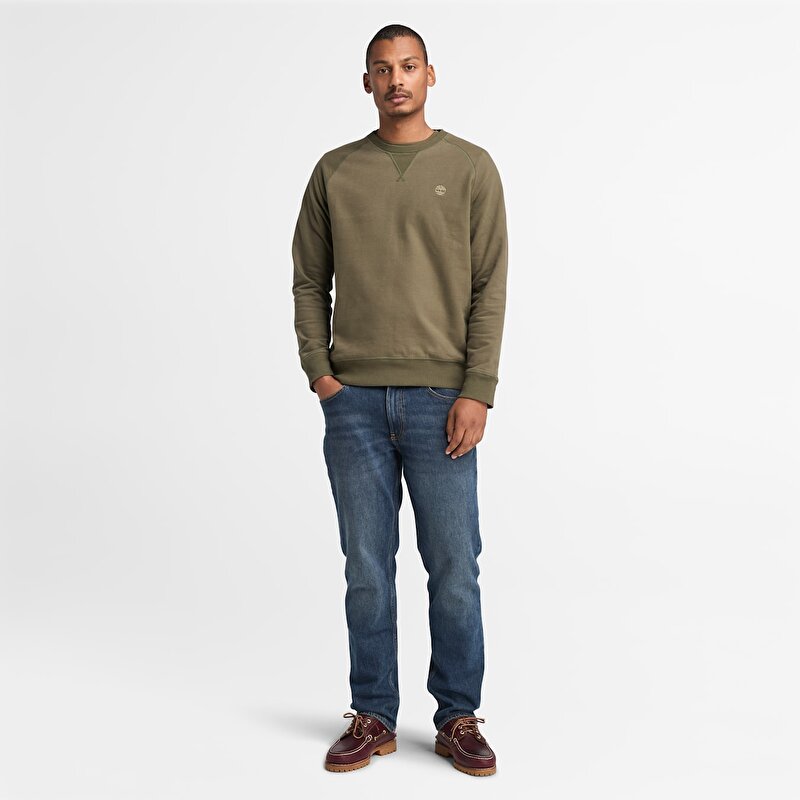 Erkek Koyu Yeşil Exeter River Loopback Bisiklet Yaka Sweatshirt
