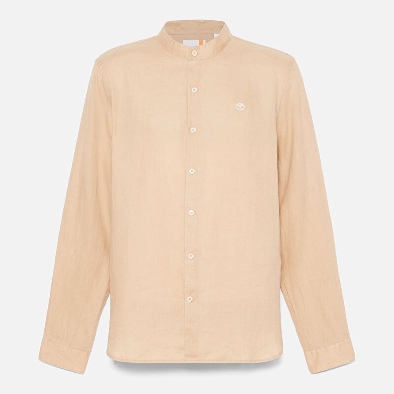 Erkek Bej Mill Brook Keten Hâkim Yaka Gömlek