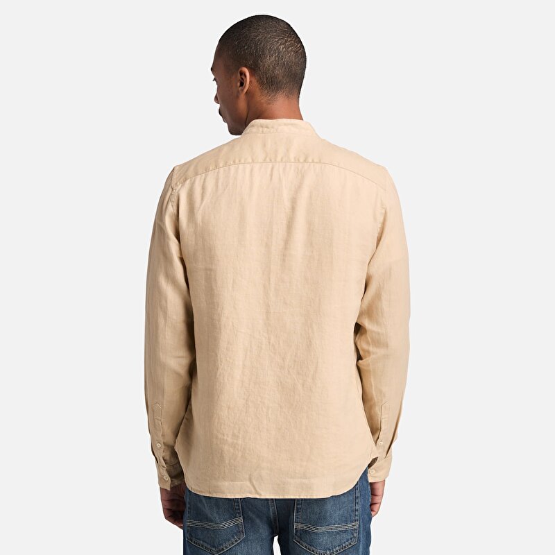 Erkek Bej Mill Brook Keten Hâkim Yaka Gömlek