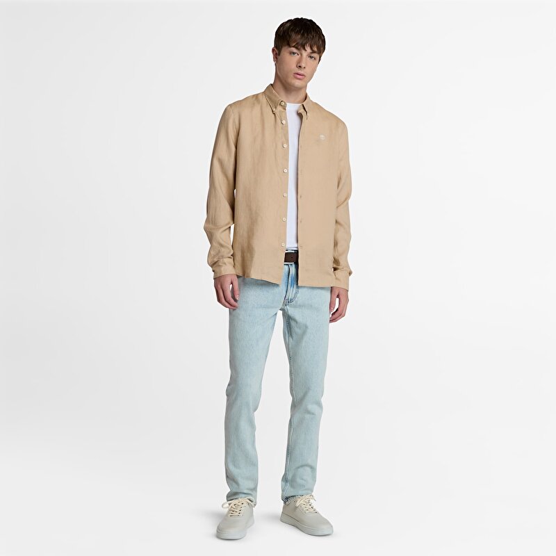Erkek Bej Mill Brook Keten Gömlek