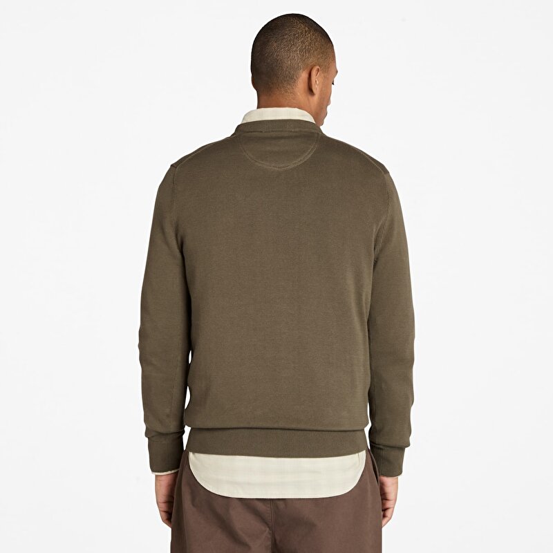 Erkek Koyu Yeşil Williams River İpliği Boyalı Pamuk Kazak