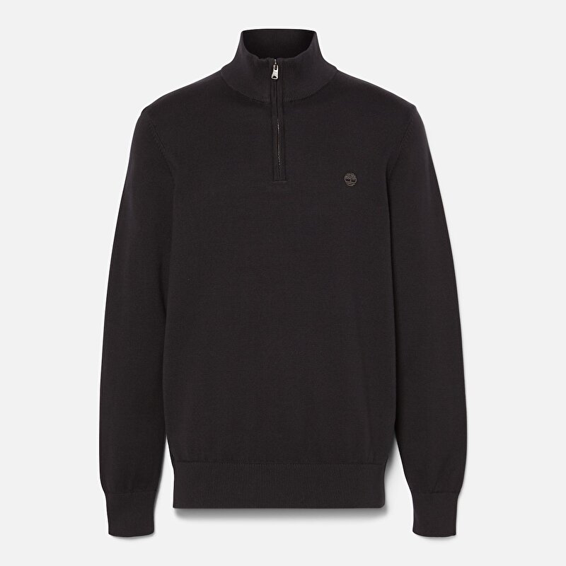 Erkek Siyah Williams River Çeyrek Fermuarlı Kazak