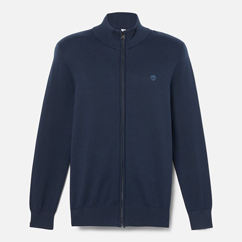 Erkek Koyu Mavi Williams River Pamuklu Fermuarlı Kazak