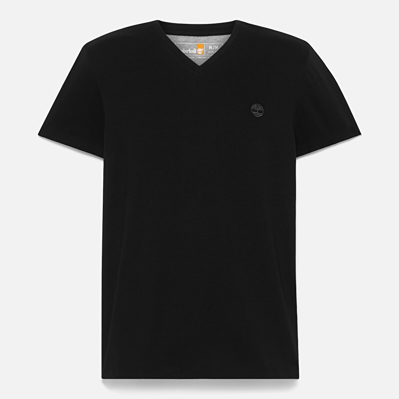Erkek Siyah Dunstan River V Yakalı Kısa Kollu Tişört