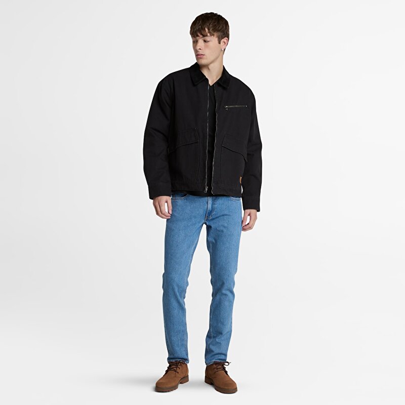 Erkek Siyah Dunstan River V Yakalı Kısa Kollu Tişört