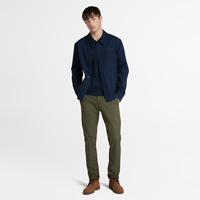 Erkek Koyu Mavi Dunstan River V Yakalı Kısa Kollu Tişört