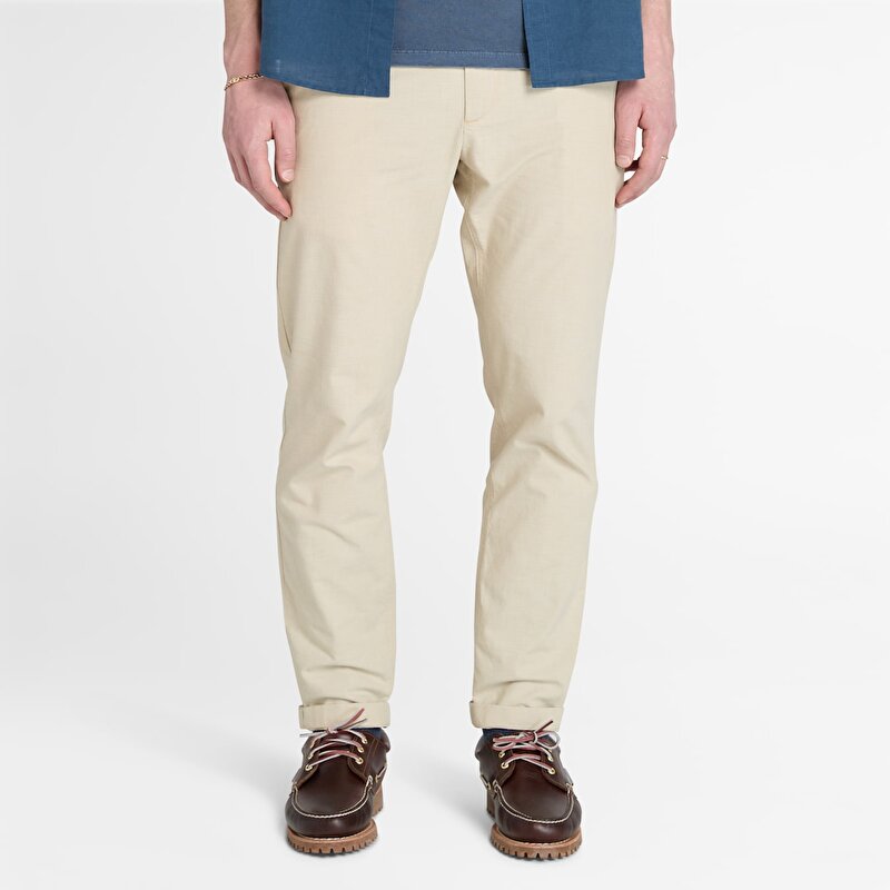 Erkek Bej Pamuklu Keten Jogger