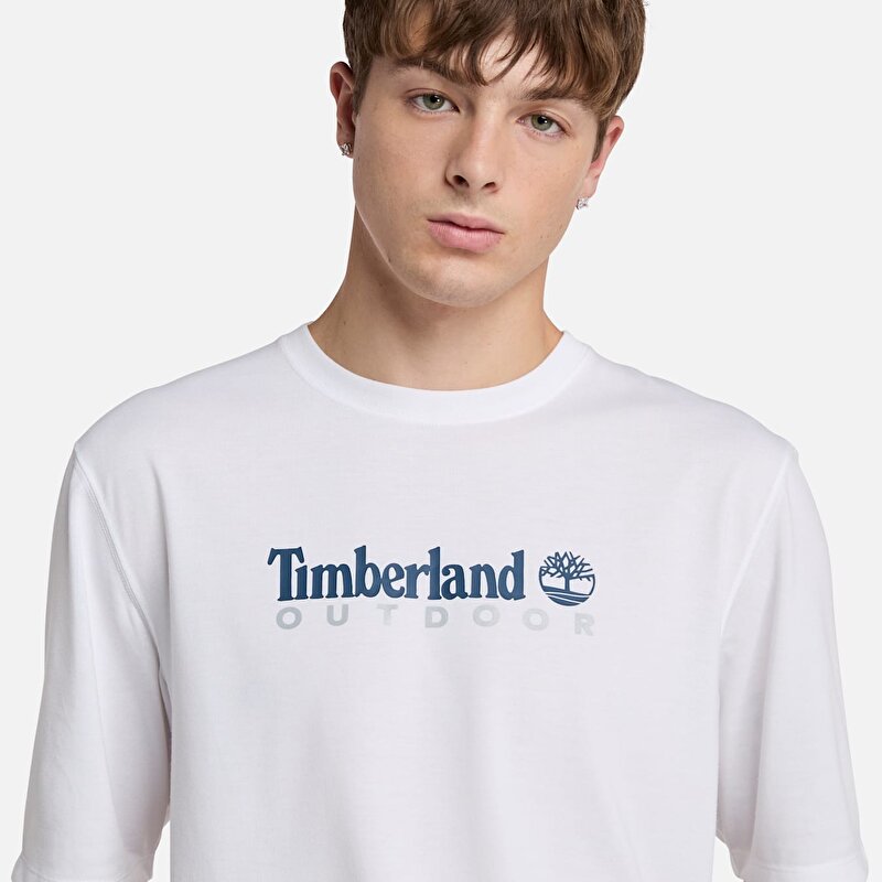 Erkek Beyaz UV Korumalı Logo Tişört