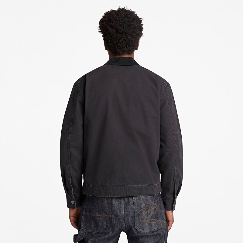 Erkek Siyah Stafford Yıkanmış Canvas Ceket