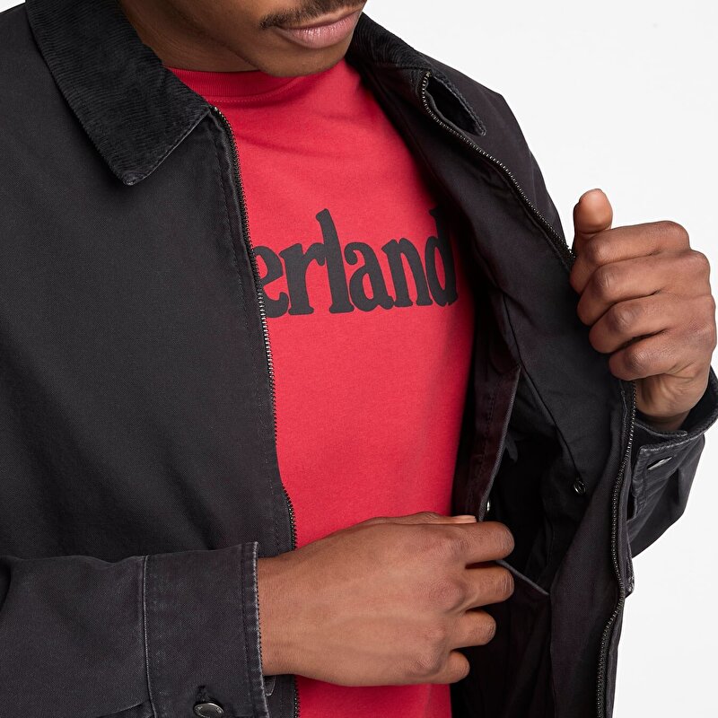 Erkek Siyah Stafford Yıkanmış Canvas Ceket