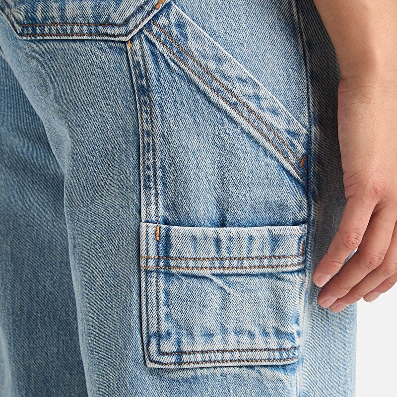 Kadın Açık Mavi Denim Carpenter Pantolon