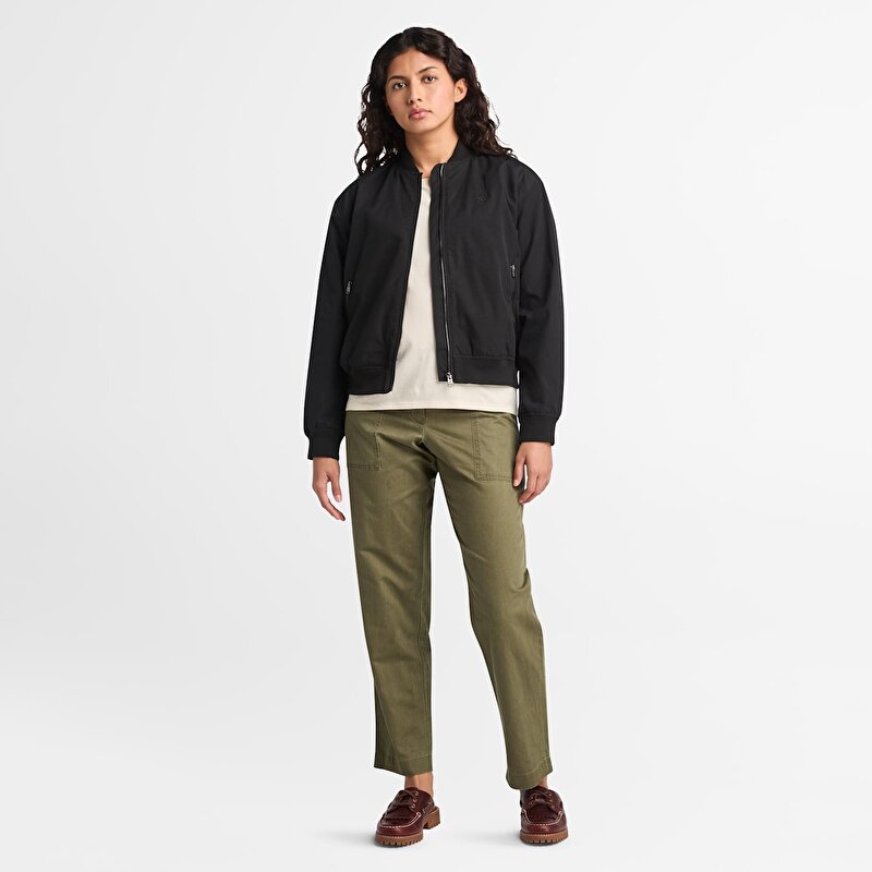 Kadın Yeşil Keten Utility Fatigue Pantolon