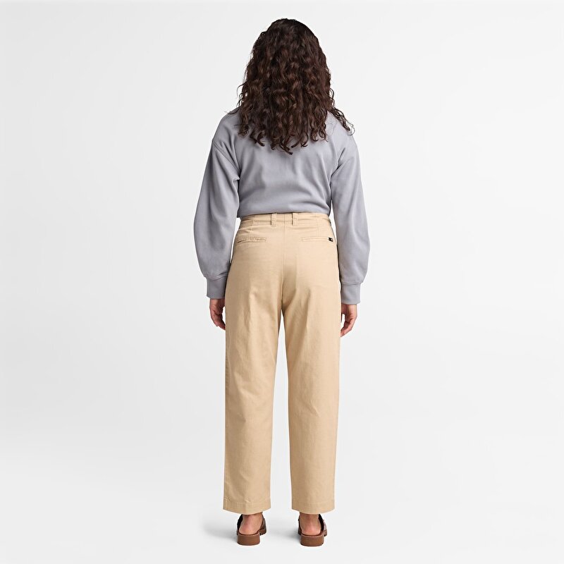 Kadın Bej Keten Utility Fatigue Pantolon